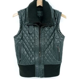 Tulula Black Faux‎ Leather Quilted Moto Vest